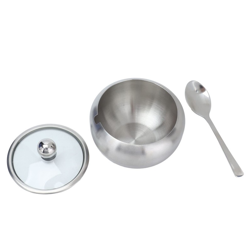 RASTKY Sugar Bowl Stainless Steel Clear Lid Inbuilt Spoon for