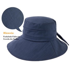Comhats Women Wide Brim Sun Hat UPF 50 UV Sun Protection Foldable Summer Beach Hat Cotton/Linen, 69045#Navy Blue, M