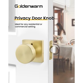 goldenwarm Privacy Gold Interior Door Knobs, Zinc-Alloy Heavy Duty Interior Door Knobs Bedroom, Contemporary Brass Door Knob Handle Privacy, Brushed Gold Door Knob Interior for Bathroom(4 Pack)