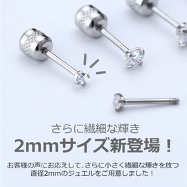 (Kyoto Thanks You) Hypoallergenic Surgical Stainless Steel Earrings, Screw Type, Jewel Catch Earrings, For Both Ears, Cubic Zirconia