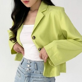 Women's Basic Standard Short Jacket Linen Jacket Black/M