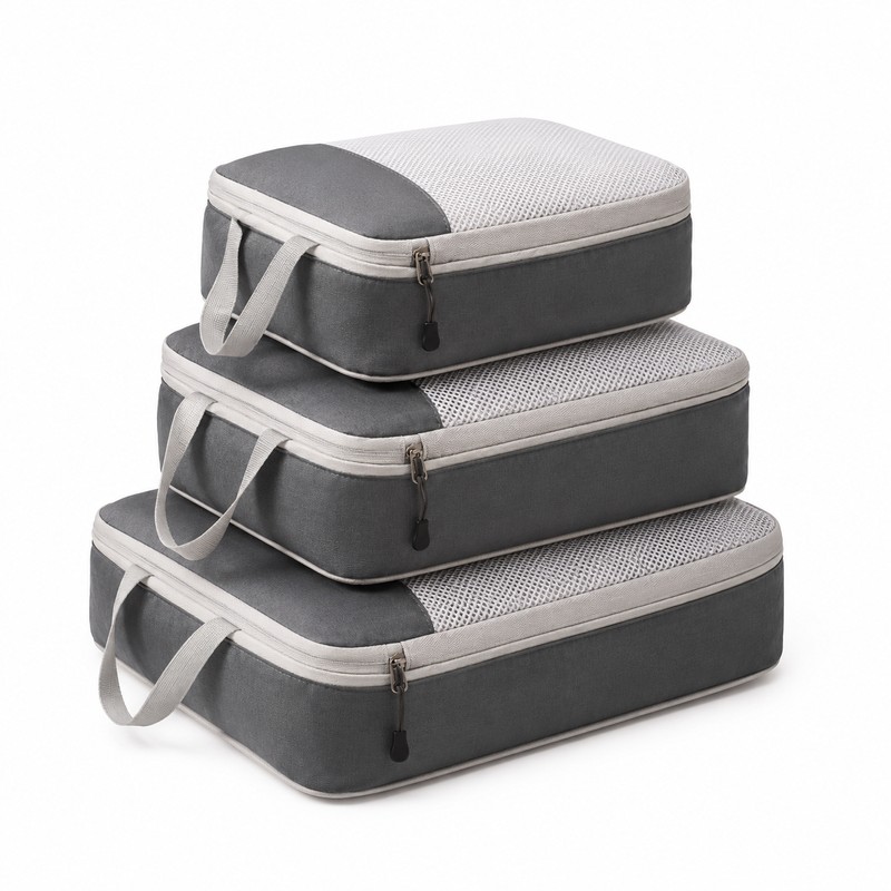 Compression Packing Cubes for Travel, 3-Piece Expandable Luggage Organizer Set,