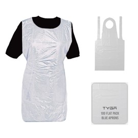 TYGA Store | Disposable Polythene Aprons, PPE Aprons Disposable - Single Use Throw Away Waterproof Aprons for Adults, Flat Pack (200, White)