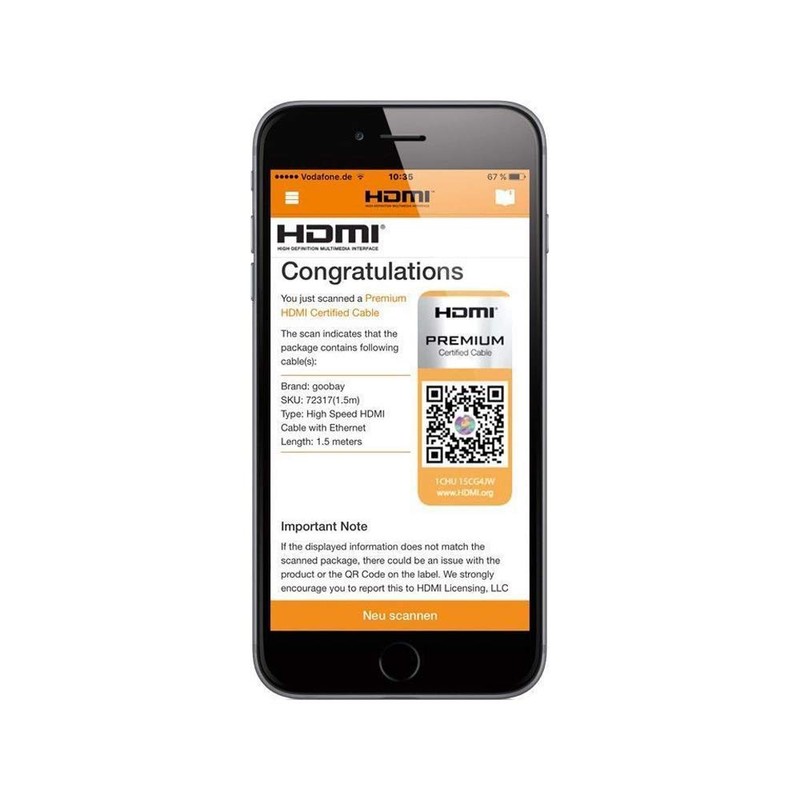 Goobay 72319 Premium High Speed HDMI Cable with Ethernet, Gold-Plated,