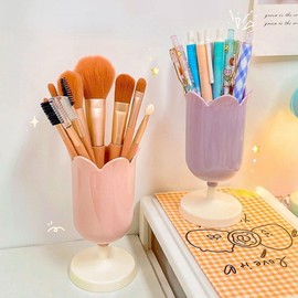 Dwuww Pink Tulip Pen Holder for Desk, Plastic Stationery Organizer, Cute Desktop Decoration, Seat Back Organizers Consoles and Organizers Office School Supplies