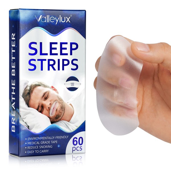 Valleylux 60Pcs Mouth Tape for Sleeping(100mm), Improves Bad Habits for Snoring, Sleep Talk, Drooling, Sleep Strips Help Train Nasal Breathing, Promote Better Nighttime Sleeping and Snoring Relief