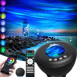 Aurora Projector Smart Galaxy Light Projector Star Projector Starry Light Projector Night Light with Bluetooth Music Speaker, White Noise, APP/Remote/Voice Control, DIY Light for Room Décor Party