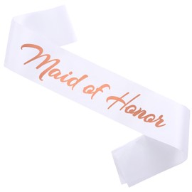 Maid of Honor Sash, Funny Bachelor Sashes for Team Bride Engagement Gift Idea Wedding Party Decorations Bachelorette Party Supplies, White + Rose Gold(Maid of Honor)