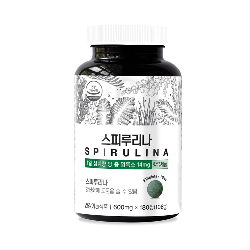 Asha 스피루리나 180정 (3개월분) 원말 99% Spirulina 180 Tablets (3-Month