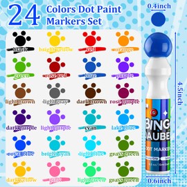 Crtiin 72 Pack Bingo Daubers Bulk Assorted Colors Set of 0.5oz Dot Markers Bingo Supplies in 24 Colors Dot Paint Markers Set for Art and Crafts Painting Supplies Drawing Coloring
