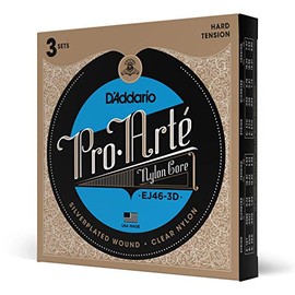 D'Addario Cuerdas de nailon EJ46-3D Pro-Arte para guitarra clásica, tensión alta, 3 juegos