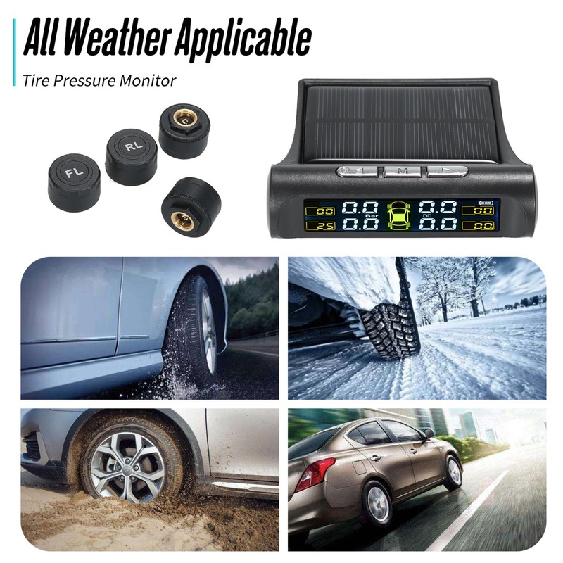 Solar Wireless Car Tire Pressure Monitoring System with 4 External