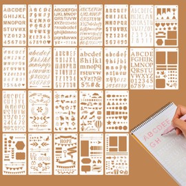 24 Pack Letter and Number Stencils,Alphabet Templates for Crafts Reusable,Calligraphy Stencils,Alphabet Stencil for Wall Chalkboard Wood Signs Arts Crafts(Size:10x7inch)