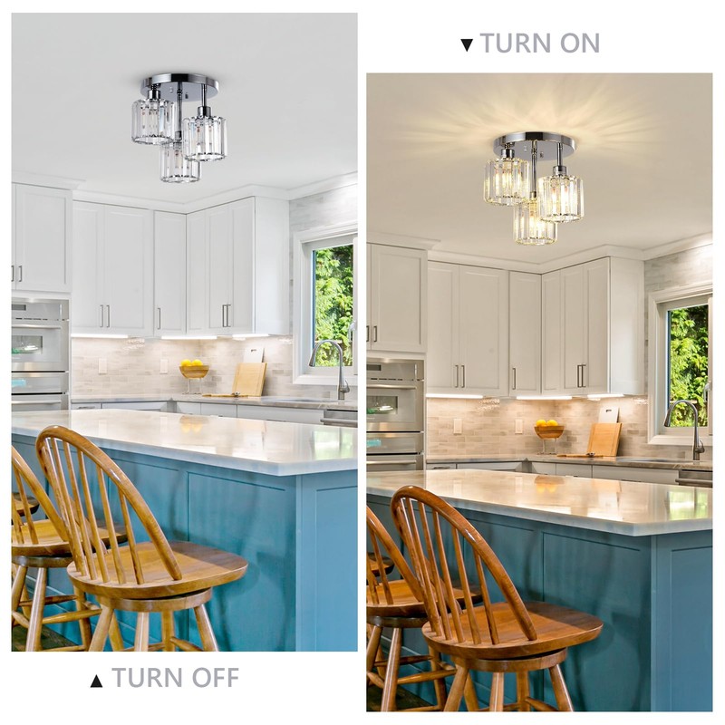 PAUFUL Semi Flush Mount Ceiling Light,3-Light Modern Close to Ceiling