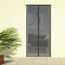 Deluxe 101380105-VH Magnetic Fly Screen Slat Curtain 100 x 220 cm Black