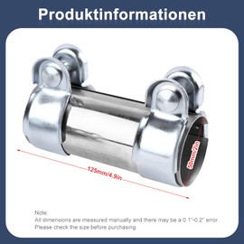 BSTDAYEVER Exhaust Clamp Pipe Connector Stainless Steel Exhaust Connector 50 x 125 mm Universal Exhaust Clamp Double Clamp Car Exhaust Pipe Clamp Silencer Band Clamp