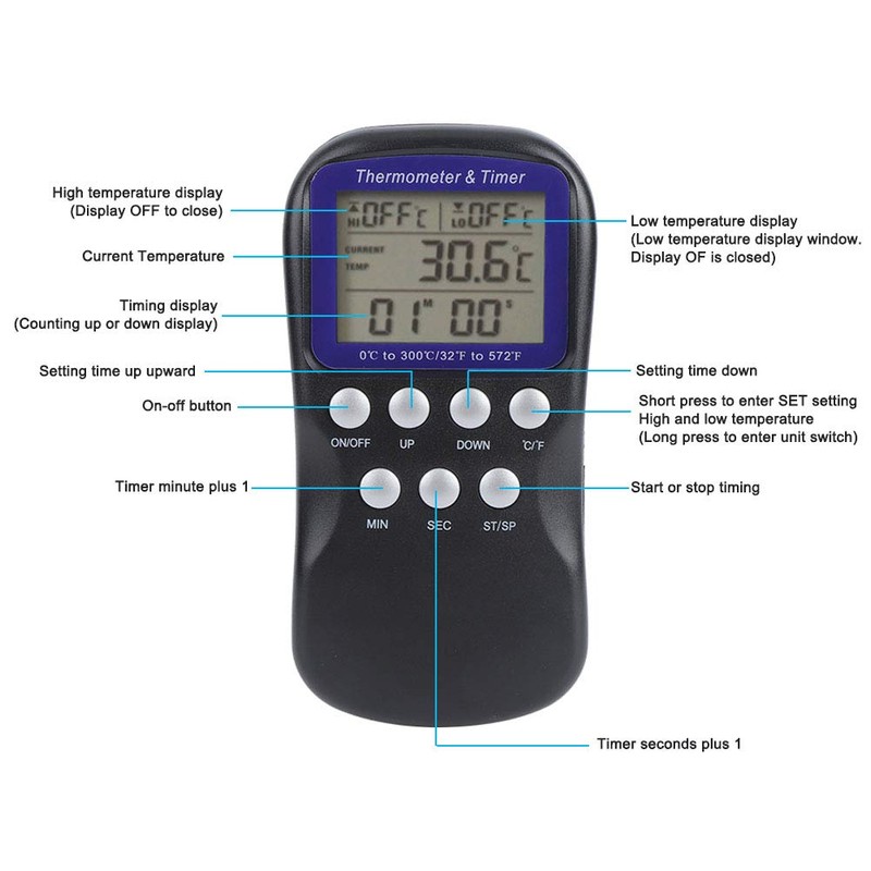Cooking Sugar Baking Thermometer Kitchen Grill Macaron Food for Alarm
