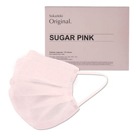 Sokaiteki Mask, Non-Woven Fabric, Japan Organization Certified, Less Ear Pain, 50 Pieces + 1 Piece, Color Mask, Adult, Large Size, Regular, Approximately 6.9 x 3.7 inches, Sugar Pink