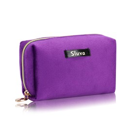 Sluxa Calssic Small make up bags, Purple Velvet cute makeup bag,Travel makeup bag for women,Mini makeup bag for purse