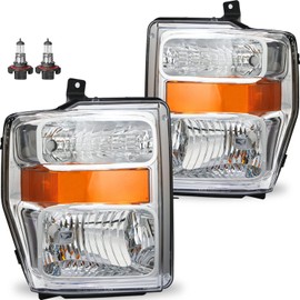 Vizotae Headlights Assembly for 2008 2009 2010 Ford F250 F350 F450 F550 Super Duty Headlamp Replacement, High/Low Beam W/Bulbs, Driver&Passenger Side