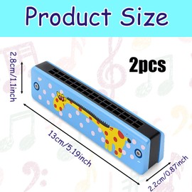 2 Pack Harmonica Kids, Kids Harmonica, Blue Giraffe Wooden Harmonicas, Musical Instruments for Beginners, Educational Toys for 3-8 Year Old Children, Ideal for Music Learning and Birthday Gifts