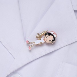 Hanreshe Badge Pins for Nurses Cartoon Brooch Pin Medical Jewellery Gift for Doctor/Graduation Student Enamel Brooch Cute Gold Pins Metal