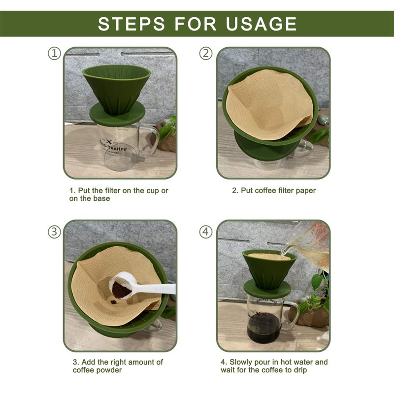 Coffee Dripper, Reusable Silicon Resin Coffee Filter Collapsible Cone Filter