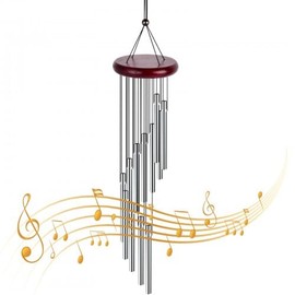 Cozlly Wind Chime with 12 Tubes, Wind Chimes for Outdoor Hanging, Aluminium Tubes, Wind Chime, Includes S-Hook Hanger, for Garden Decoration, Outdoor, Yard, Patio and Home Decoration (59 cm)