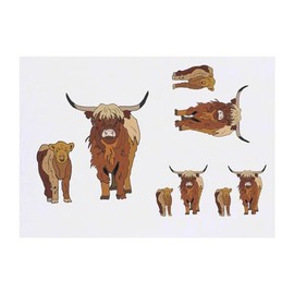 Azeeda 4 x 'Hochlandkuh mit Kalb ' Temporäre Tattoos - Wasserfest, Hautfreundlich & Ungiftig · Transfers in Verschiedenen Größen (TO00069624)