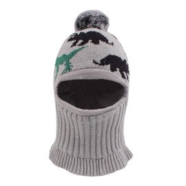 Zsedrut Toddler Kids Winter Hats for Girls Boys Warm Balaclava Hat with Fleece Lined Thick Knit Beanies Cap (Dinosaur Gray, S)