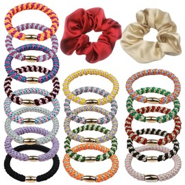 JSTHHTT 20Pcs Mixed Color Hair Ties for Women Girls, Elastics Hair Bands, Ponytail Holders, for Thin/Thick Curly Long Fine Hair