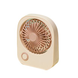 Small Desktop Fan Portable 115 Degreees Wind Direction Adjustment Cute Mini Fans for Students Beige