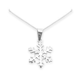 Sterling Silver Snowflake Necklace, Snowflake Necklace for Women, Snowflake Necklace for Teens (14 inches plus 2-inch extender)