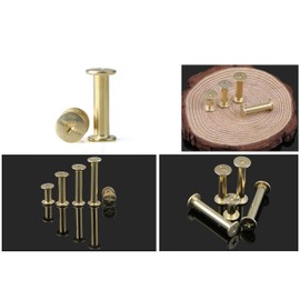 LBY 100pcs Phillips Chicago Screws, M5 x 10/20/30/40/50mm Binding Screw Posts, Book Screws, Binding Barrels and Screws Assortment Kit for Leather Saddles, Purses, Belt Repair, Copper-Plated