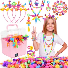 NIDOOT 550Pc+ Pop Beads Jewelry Making kit for Girls 4-6，Arts and Crafts for Kids Ages 4-8，Toys for 3 4 5 6 Years Old Girl Birthday Christmas Gifts Ideas, Bracelet Necklace Ring Snap Bead Set