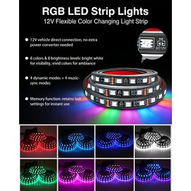 Tmengdao 3PCS RGB Truck Bed Lights Kit - 1.5M 270pcs 5050 RGB LED Strips, 12V Remote (8 Colors/8 Brightness), 4 Flashing & 4 Music Sync Modes, IP65 Waterproof for Trucks/SUVs/RVs/Camping