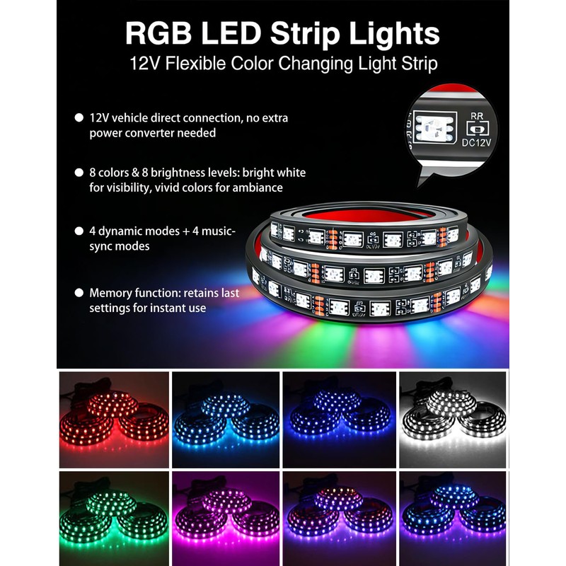 Tmengdao 3PCS RGB Truck Bed Lights Kit - 1.5M 270pcs