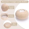 OwnMy Set of 3 Travertine Tealight Candle Holders Decorative Stone