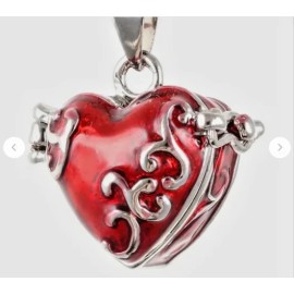 Fashion Jewelry RED HEART URN ASHES CREMATION charm DIAMOND Cut 925 Sterling Silver 20" Necklace