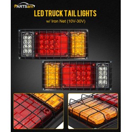 Partsam 2Pcs LED Truck Trailer Tail Lights Bar Kit 40 LED Waterproof Tail Turn Signal Brake Light Running Reverse Light with Iron Net Protection 5 Wires 10V-30V for Truck Boat Trailer UTV RV Camper