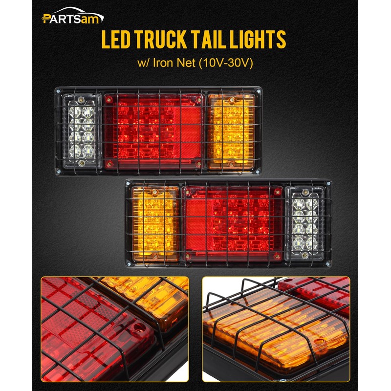 Partsam 2Pcs LED Truck Trailer Tail Lights Bar Kit 40