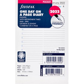 Filofax Pocket Day per Page English appointments Diary - 2022, 22-68241