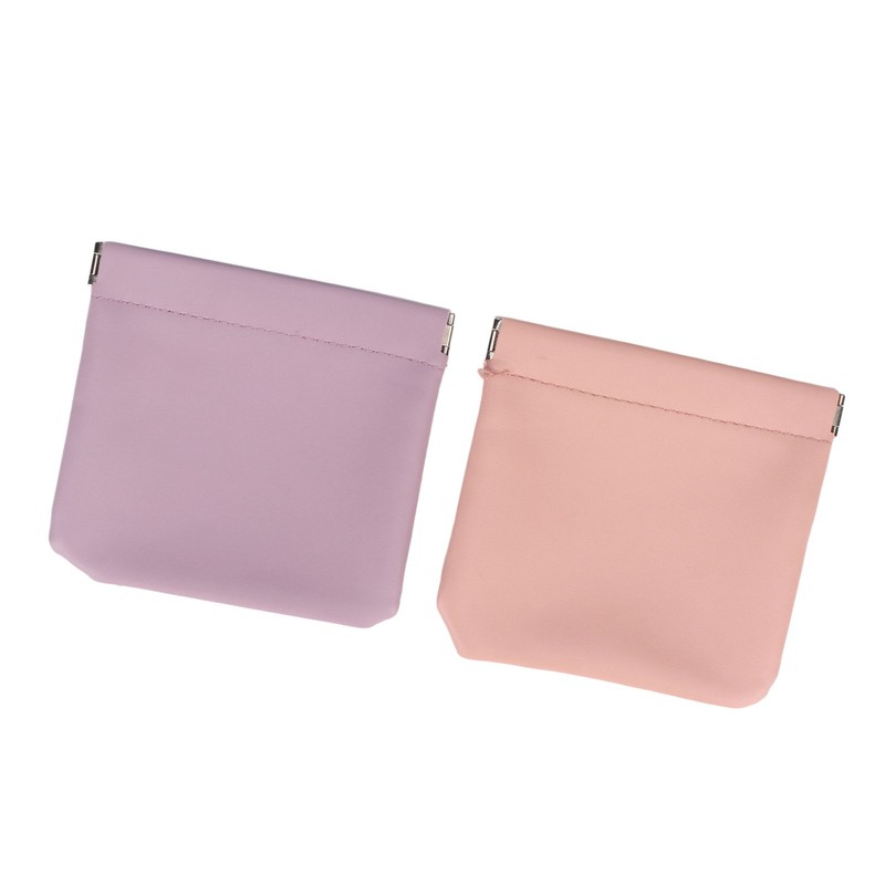 4 Colors Mini Lipstick Storage Bag Automatic Closure Portable PU