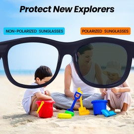 HECCEI Baby Sunglasses with Adjustable Strap, Scout Polarized UV Protection, Soft Flexible Baby Sunglass with Case for Toddler Newborn 0-24 Months Boys Girls (Midnight Navy)