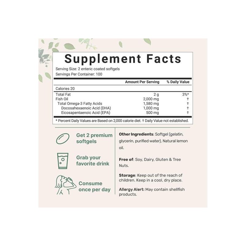 proxy MicroIngredients DHA 1000 EPA 500mg Lemon Flavor 200 Tablets