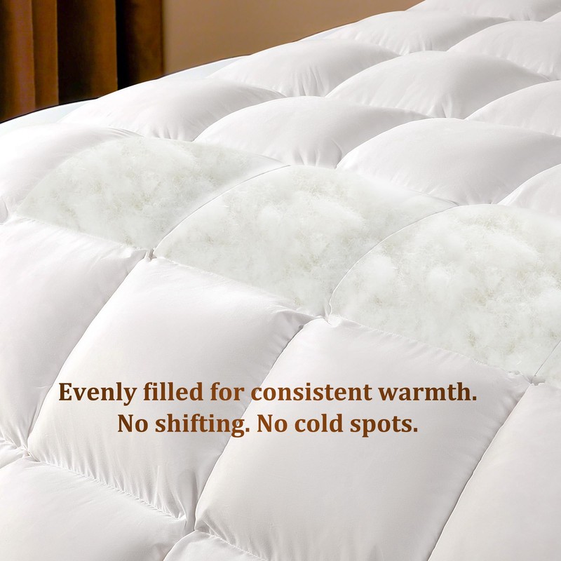 Premium Goose Down Fiber Comforter Queen Size, Ultra Fluffy Hotel