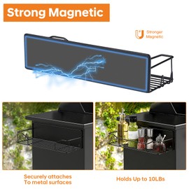 Magnetic Grill Caddy with Bins, BBQ Tool Organizer with Paper Towel Holder