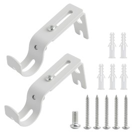 Pack of 2, adjustable metal curtain rod brackets, wall mounting for curtain rods with a diameter of 20 mm to 25 mm, robust and rust-proof, for living room and kitchen (white)