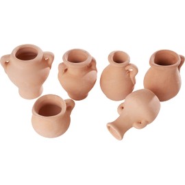 Kimmerle Clay Vases, Miniature Vases, Set of 6, Height 4-6 cm, Brown, Terracotta, Vase, Decorative Flower Vases, Pot, Living Room, Freestanding, Floor, Rustic, Unpainted
