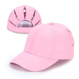 C.C Ponycap Messy High Bun Ponytail Adjustable Trucker Baseball Cap Hat Pink